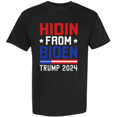 Hidin From Biden Funny Antibiden Trump 2024 Garment-Dyed Heavyweight T-Shirt