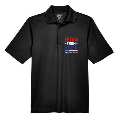 Hidin From Biden Funny Antibiden Trump 2024 Men's Origin Performance Piqué Polo