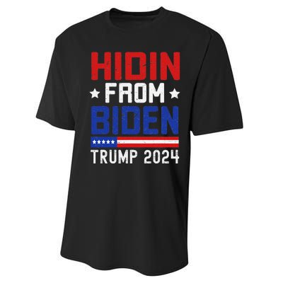 Hidin From Biden Funny Antibiden Trump 2024 Performance Sprint T-Shirt