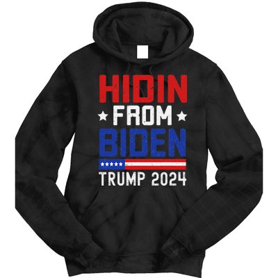 Hidin From Biden Funny Antibiden Trump 2024 Tie Dye Hoodie