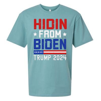 Hidin From Biden Funny Antibiden Trump 2024 Sueded Cloud Jersey T-Shirt