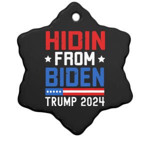 Hidin From Biden Kids Men Trump 2024 Funny Anti Joe Biden Ceramic Star Ornament