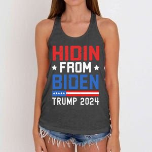 Hidin From Biden Trump 2024 Funny Anti Joe Biden Women's Knotted Racerback Tank