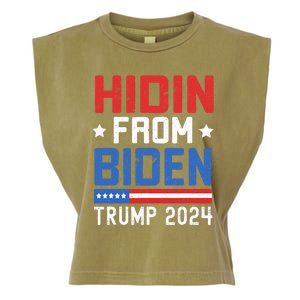 Hidin From Biden Trump 2024 Funny Anti Joe Biden Garment-Dyed Women's Muscle Tee