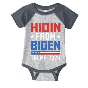 Hidin From Biden Trump 2024 Funny Anti Joe Biden Infant Baby Jersey Bodysuit