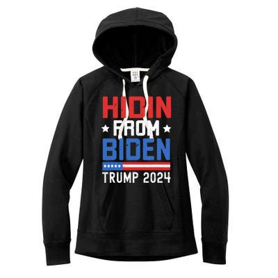 Hidin From Biden  Trump 2024 Funny Anti Joe Biden Women's Fleece Hoodie