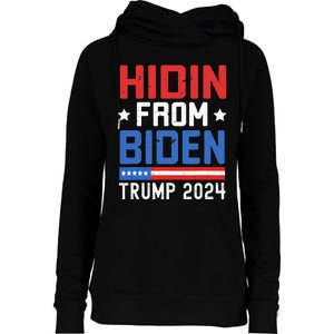 Hidin From Biden  Trump 2024 Funny Anti Joe Biden Womens Funnel Neck Pullover Hood