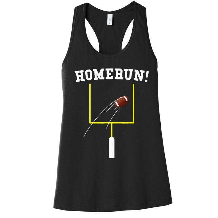 Homerun Football Baseball Sports Mix Up Humor Women's Racerback Tank