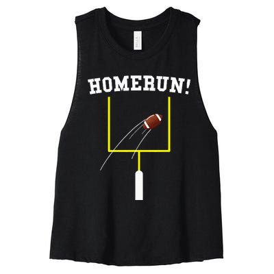 Homerun Football Baseball Sports Mix Up Humor Women's Racerback Cropped Tank