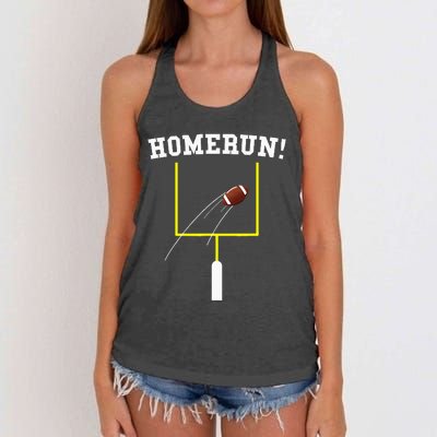 Homerun Football Baseball Sports Mix Up Humor Women's Knotted Racerback Tank