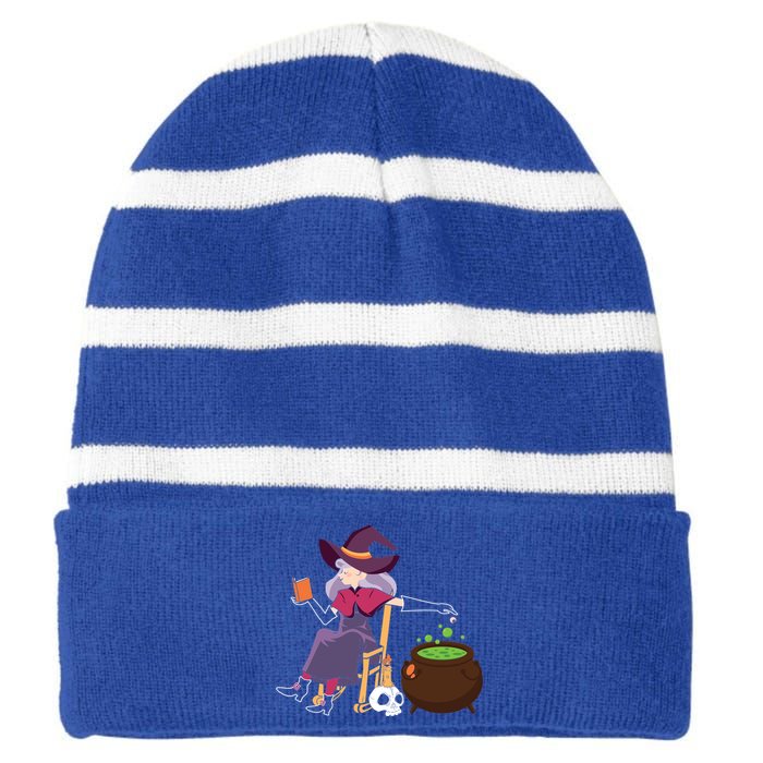 Halloween Funny Broomstick Witch Witches Be Crazy Gift Striped Beanie with Solid Band