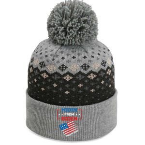 Hidin From Biden Red Us Flag Trump 2020 Funny Anti Joe Biden Gift The Baniff Cuffed Pom Beanie