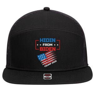 Hidin From Biden Red Us Flag Trump 2020 Funny Anti Joe Biden Gift 7 Panel Mesh Trucker Snapback Hat