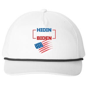 Hidin From Biden Red Us Flag Trump 2020 Funny Anti Joe Biden Gift Snapback Five-Panel Rope Hat