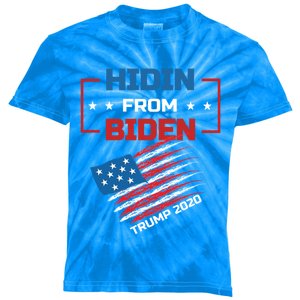 Hidin From Biden Red Us Flag Trump 2020 Funny Anti Joe Biden Gift Kids Tie-Dye T-Shirt