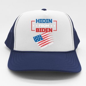 Hidin From Biden Red Us Flag Trump 2020 Funny Anti Joe Biden Gift Trucker Hat