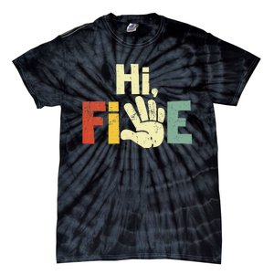 Hi Five Birthday Party Decorations 5 Year Old Tie-Dye T-Shirt