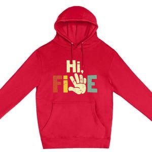 Hi Five Birthday Party Decorations 5 Year Old Premium Pullover Hoodie