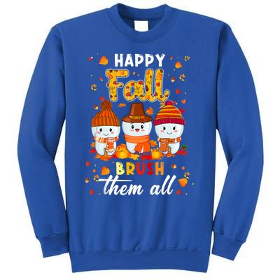 Happy Fall Brush Them All Dental Dentist Squad Thanksgiving Meaningful Gift Sweatshirt