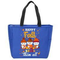 Happy Fall Brush Them All Dental Dentist Squad Thanksgiving Meaningful Gift Zip Tote Bag