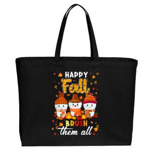 Happy Fall Brush Them All Dental Dentist Squad Thanksgiving Meaningful Gift Cotton Canvas Jumbo Tote