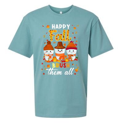 Happy Fall Brush Them All Dental Dentist Squad Thanksgiving Meaningful Gift Sueded Cloud Jersey T-Shirt