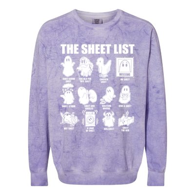 Halloween Funny Boo Sheet Halloween The Sheet List Colorblast Crewneck Sweatshirt