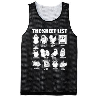 Halloween Funny Boo Sheet Halloween The Sheet List Mesh Reversible Basketball Jersey Tank