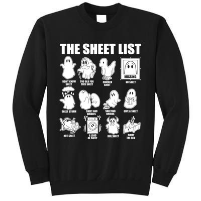 Halloween Funny Boo Sheet Halloween The Sheet List Tall Sweatshirt