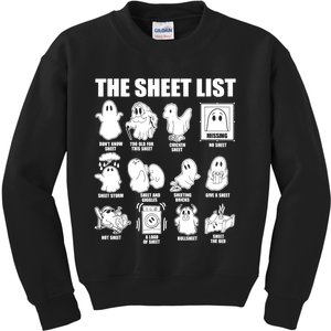 Halloween Funny Boo Sheet Halloween The Sheet List Kids Sweatshirt