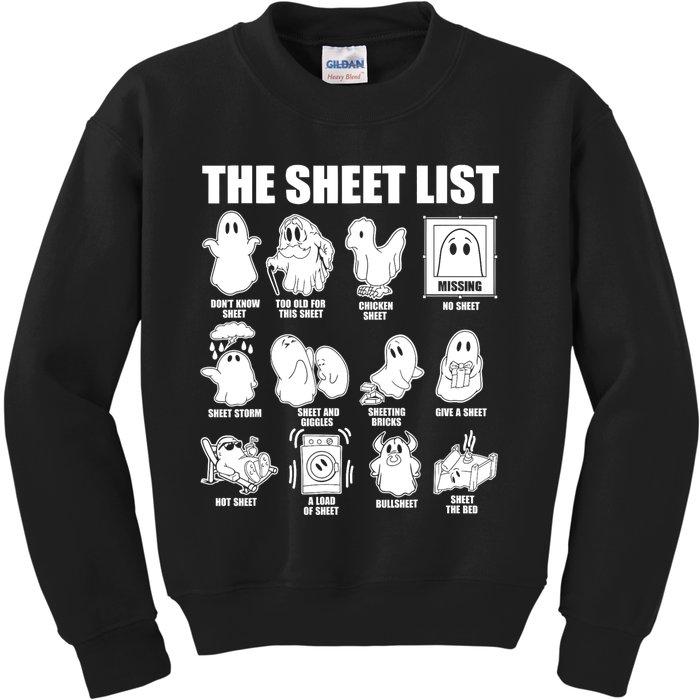 Halloween Funny Boo Sheet Halloween The Sheet List Kids Sweatshirt