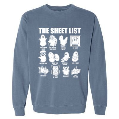 Halloween Funny Boo Sheet Halloween The Sheet List Garment-Dyed Sweatshirt