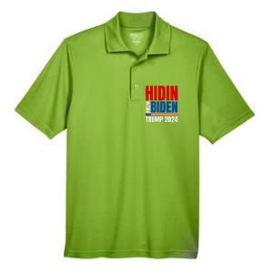 Hidin From Biden Funny Anti Joe Biden Trump 2024 Men's Origin Performance Pique Polo