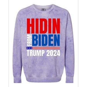 Hidin From Biden Funny Anti Joe Biden Trump 2024 Colorblast Crewneck Sweatshirt