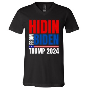 Hidin From Biden Funny Anti Joe Biden Trump 2024 V-Neck T-Shirt