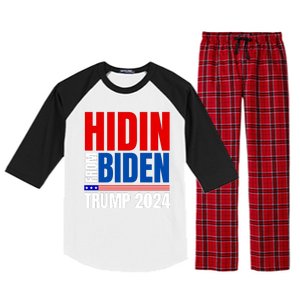 Hidin From Biden Funny Anti Joe Biden Trump 2024 Raglan Sleeve Pajama Set