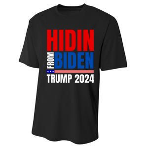 Hidin From Biden Funny Anti Joe Biden Trump 2024 Performance Sprint T-Shirt