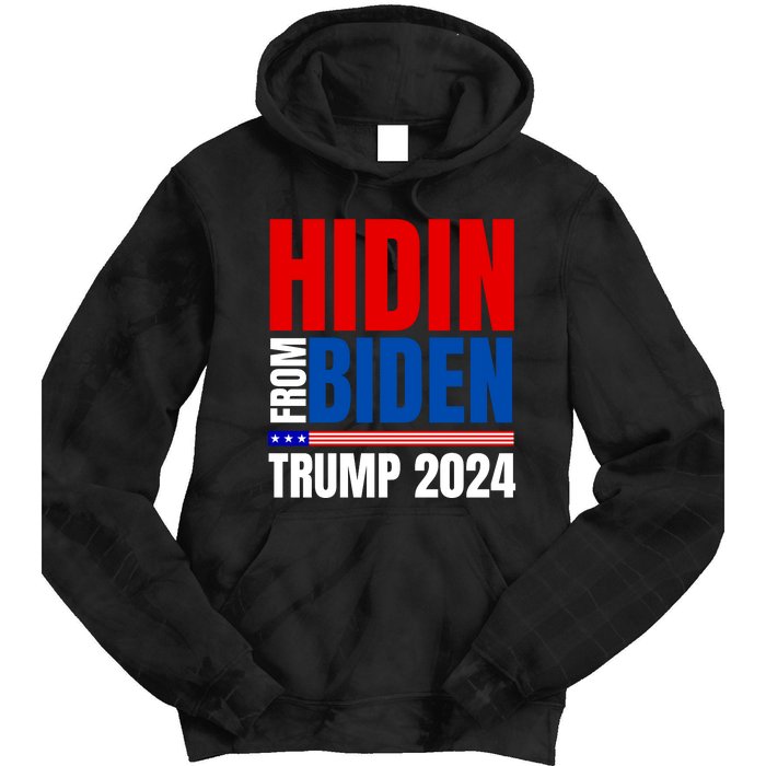 Hidin From Biden Funny Anti Joe Biden Trump 2024 Tie Dye Hoodie