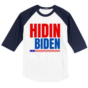 Hidin From Biden Funny Anti Joe Biden Trump 2024 Baseball Sleeve Shirt