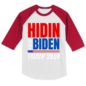 Hidin From Biden Funny Anti Joe Biden Trump 2024 Kids Colorblock Raglan Jersey