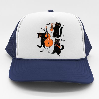 Halloween Funny Band Musical Cats Cello Trumpet Trucker Hat