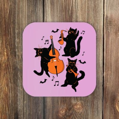 Halloween Funny Band Musical Cats Cello Trumpet Coaster