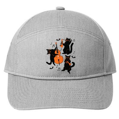 Halloween Funny Band Musical Cats Cello Trumpet 7-Panel Snapback Hat