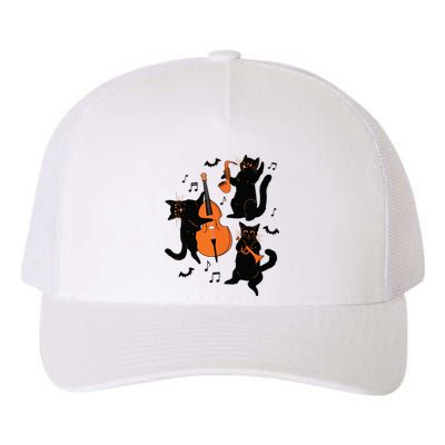 Halloween Funny Band Musical Cats Cello Trumpet Yupoong Adult 5-Panel Trucker Hat