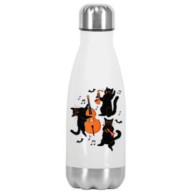 Halloween Funny Band Musical Cats Cello Trumpet Stainless Steel Insulated Water Bottle