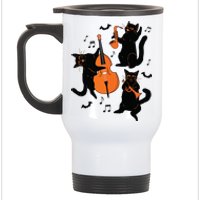 Halloween Funny Band Musical Cats Cello Trumpet Stainless Steel Travel Mug