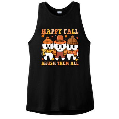 Happy Fall Brush Them All Th Thanksgiving Dental Dentist Ladies PosiCharge Tri-Blend Wicking Tank