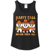 Happy Fall Brush Them All Th Thanksgiving Dental Dentist Ladies Essential Tank