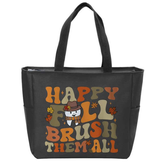 Happy Fall Brush Them All Halloween Zip Tote Bag