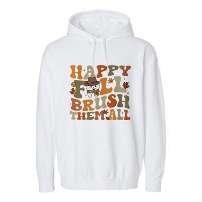 Happy Fall Brush Them All Halloween Garment-Dyed Fleece Hoodie